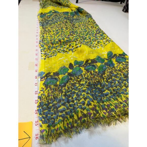Barneys NY Floral Leopard Print Scarf 72"x27" – Lightweight Viscose Boho Wrap - Picture 6 of 7